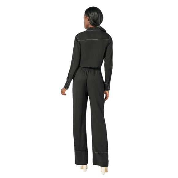 NWT JustFab Black White Contrast Stitch Workwear Corpcore Jumpsuit Size XS - Picture 4 of 12